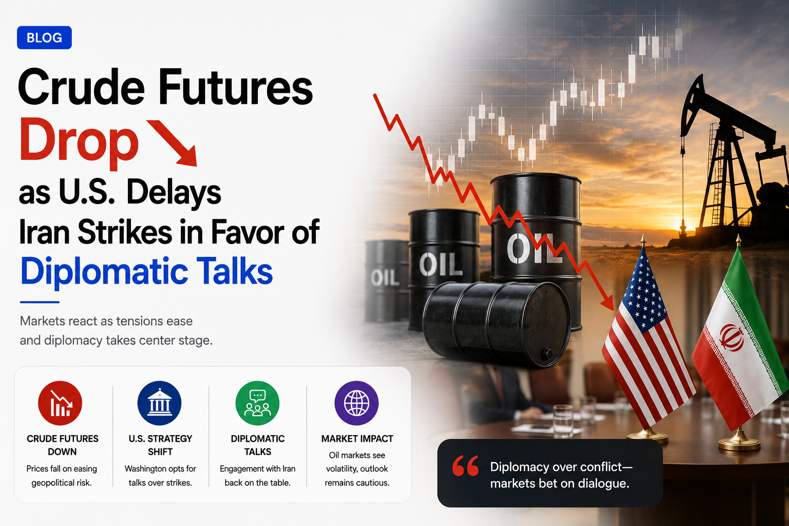 Crude Futures Drop as U.S. Delays Iran Strikes in Favor of Diplomatic Talks
