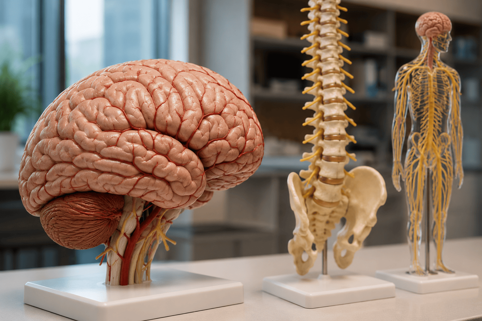 Neurologist examining brain scans on a digital screen in a modern healthcare facility